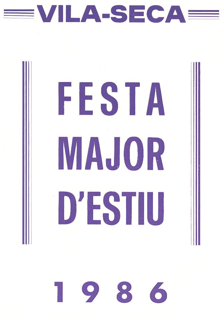 Programa Festa Major d'Estiu 1986